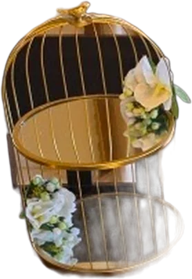 Gold birdcage with mirror tiers